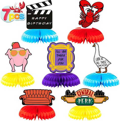 Kids Party Centerpieces, Half Birthday Party, Friends Birthday Party, Centerpieces Party, 16th Birthday Decorations, Honeycomb Decorations, Cake Banner Topper, Birthday Surprise Party, Friends Party