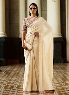 Latest Plain saree with Designer Blouse Ideas || Glam up your Plain saree looks | Bling Sparkle Sabyasachi Saree, Sabyasachi Sarees, Sabyasachi Bride, Saree With Belt, Indian Sari Dress, Modern Saree, Sari Dress, Saree Style, Plain Saree