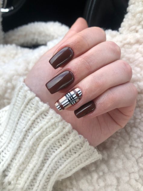 Brown Nails, Burberry, Nails, Beauty