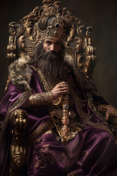 Unveil the regal elegance of King Solomon on your screens with our modern digital image. Adorned in luxurious purple and gold robes, crowned with opulence, this depiction of royal grandeur is designed to transform your smartphone or wallpaper into a majestic statement of timeless sophistication. King Throne, Elizabeth Kubler Ross, Royal Love, King On Throne, Ancient Artefacts, Bullet Art, King Outfit, Regal Elegance, Angel Artwork