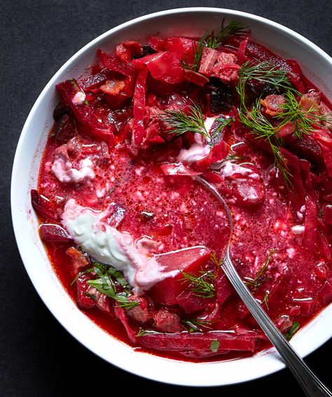 Are you ready for this Ukrainian Borscht adapted from Please to the Table: The Russian Cookbook by Anya von Bremzen? Ukrainian Borscht, Borscht Recipe, Beetroot Soup, Ukrainian Recipes, Leek Soup, Nyt Cooking, Russian Recipes, Quick Cooking, Beets