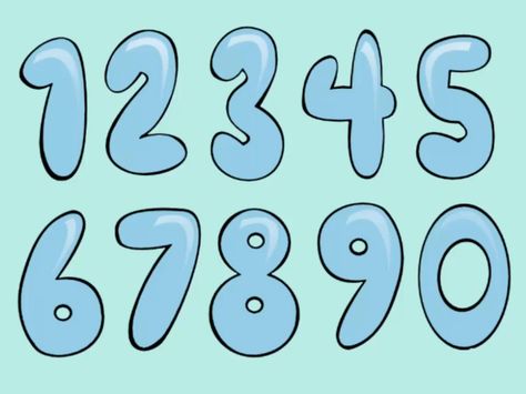 How+to+Draw+Bubble+Numbers Bubble Handwriting, Bubble Numbers, Bubble Alphabet, Bubble Letter Fonts, Bubble Drawing, Font Bubble, Number Drawing, Letter Ideas, Display Lettering