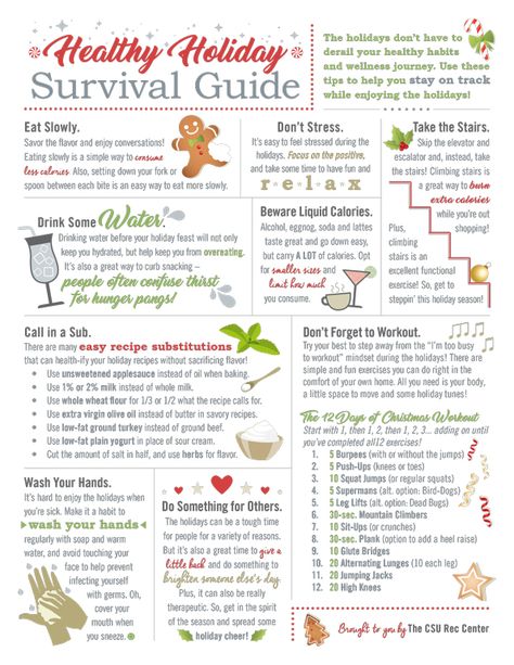 Keep your Christmas healthy Holiday Infographic, Guide Infographic, Holiday Survival Guide, Eat Slowly, Homemade Laundry, Holiday Eating, Boozy Drinks, Healthy Holidays, Behavioral Health