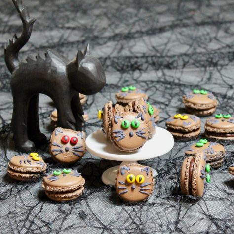 Chocolate Black Cat Macarons | Lea & Jay Cat Macarons, Good Excuses, Forgive Me, Cookie Bars, Me When, Macarons, Home Renovation, Black Cat, Jay