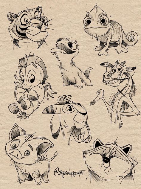 Disney Charters Drawings, Disney Sketch Tattoo Sleeve, Disney Drawing Reference, Disney Drawings Colored Pencil, Disney Sidekicks Tattoo Sleeve, Disney Pets Drawing, Hawaiian Animal Tattoo, Disney Animal Tattoo Ideas, Disney Tattoo Sketches