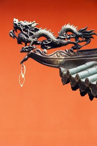 size: 24x16in Photographic Print: South East Asia, Singapore, Thian Hock Keng Temple, Detail of Dragon Sculpture by Christian Kober : Botanical Tea House Design, Interior Concept Art, Asian Sculptures, Ancient Chinese Architecture, China Architecture, Chinese Art Painting, Female Dragon, Dragon Sculpture, Japan Culture