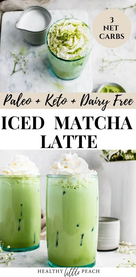 A creamy and delicious Iced Matcha Latte that is full of healing ingredients that does a body good. It is Whole30, Keto, Paleo and Dairy Free. #ketodrinks #icedmatchalatte #matcha #ketomatcha #paleo #dairyfree #drinks #Whole30drinks Keto Matcha Latte, Healthy Little Peach, Matcha Drink Recipes, Mouthwatering Desserts, Paleo Drinks, Low Carb Cocktails, Matcha Latte Recipe, Keto Cocktails, Whole30 Keto