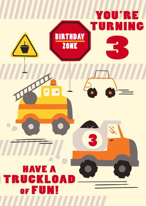 3rd Birthday Card (Truck) | Free printable birthday cards - Quick & easy! — PRINTBIRTHDAY.CARDS Printable Birthday Cards, Free Printable Birthday Cards, 3rd Birthday Boys, Old Birthday Cards, Last Minute Birthday Gifts, Happy 6th Birthday, Free Printable Cards, Birthday Cards For Boys, Best Birthday Wishes