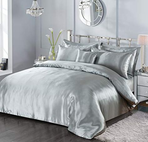 Grey Bed Frame, Complete Bedding Set, Fitted Bed, Striped Duvet Covers, Satin Sheets, Fitted Bed Sheets, Silk Bedding, Bed Linen Sets, Make Your Bed