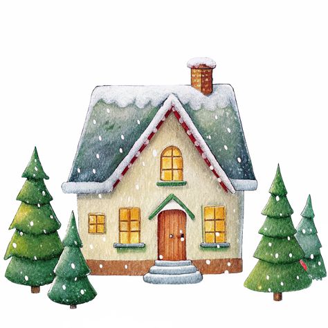 Winter House Clipart House With Snow, Snow House, House Clipart, Winter Designs, Winter Clipart, Winter Illustration, Cozy Accessories, Winter Images, Clipart Free