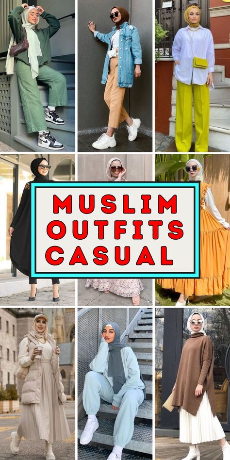 Discover the perfect blend of style and comfort with our 2024 casual Muslim outfit ideas. From winter-ready hijab styles to chic plus-size dresses, each outfit provides a fresh take on modest fashion. Elevate your street style with layers, skirts, and versatile pieces, tailored to bring both elegance and ease to your everyday look. Modest Fashion Everyday, Modest Casual Outfits Muslim, Hijab Outfit Ideas Casual, Muslim Casual Outfit, Casual Muslim Outfits, Modest Fashion Muslimah, Modest Winter Fashion, Winter Modest Outfits, Casual Outfits Modest