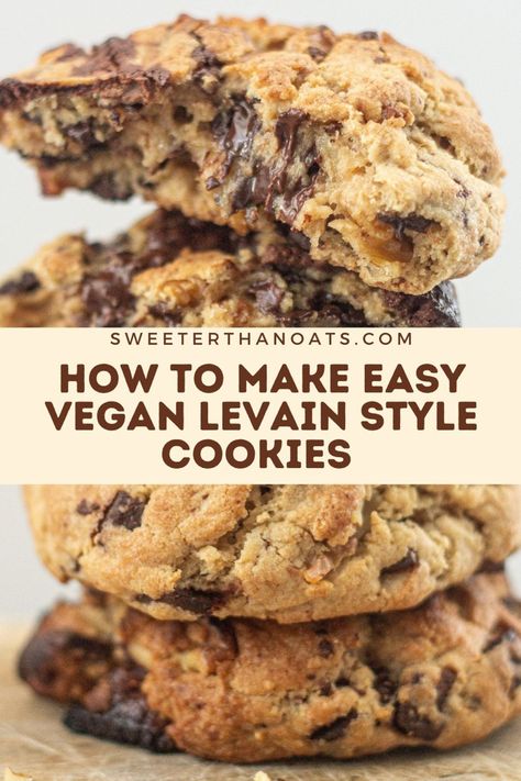 Thick Vegan Cookies, Vegan New York Style Cookies, Levain Cookie Recipes, Vegan Monster Cookies, Vegan Levain Cookies, Vegan Bakery Recipes, Vegan Butter Cookies Recipe, Huge Cookies, Cookies Levain