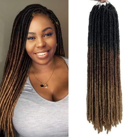 Soft Faux Locs, Ombre Crochet Braids, Braids Dreadlocks, Dread Hair Extensions, Ombre Crochet, Braided Dreadlocks, Faux Locs Crochet, Locs Crochet, Braided Hairdo