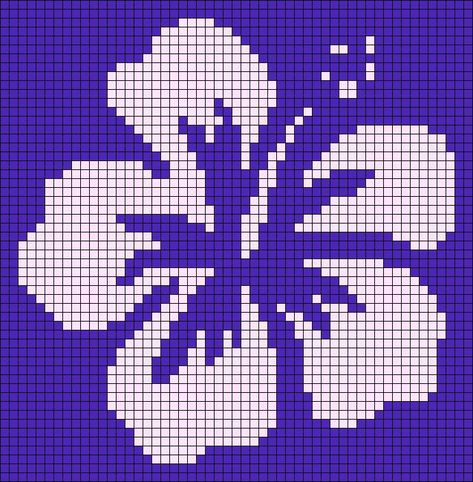 Hibiscus Flower Grid Pattern, Alpha Crochet Bag, Hibiscus Pixel Grid, Alpha Pattern Hibiscus, Crochet Bag Pixel Pattern, Crochet Flower Pixel Pattern, Hibiscus Flower Pixel Art, Crochet Flower Graph, Flower Grid Pattern Crochet