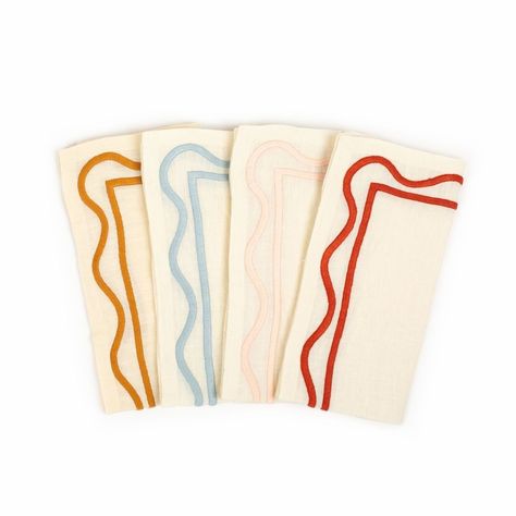 Embroidered Napkins Embroidered Linen Napkins, Embroidered Napkins, Embroidered Linen, Eco Friendly Fashion, Cards Sign, Linen Napkins, Paper Napkins, Napkins Set, Moda Operandi