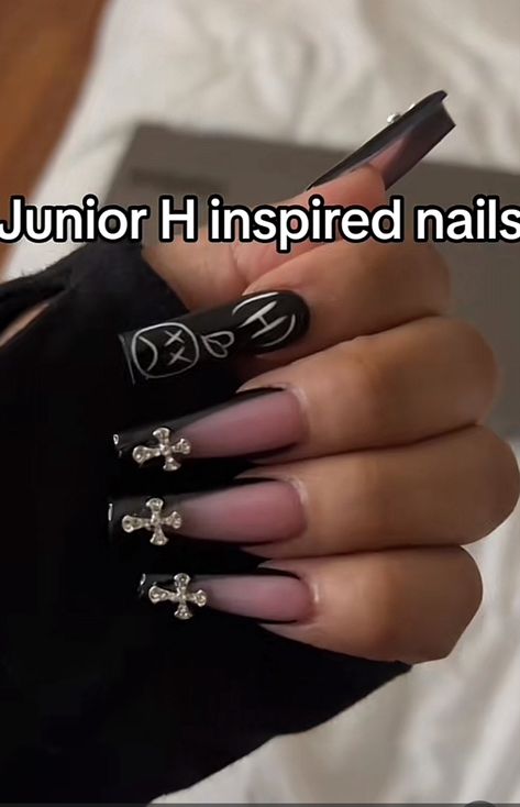 Junior H Nails Ideas, Junior H Nails, Acrylic Nail Designs Coffin, Concert Nails, Quinceanera Nails, Acrylic Nails Nude, Junior H, Bunny Nails, Spring Acrylic Nails