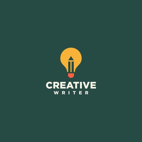 Writer Logo Creative, Logo Making Ideas, Logo Writer, Writer Logo Design, Lightbulb Logo, Creativity Logo, Workshop Logo, Charity Logo Design, Bulb Logo