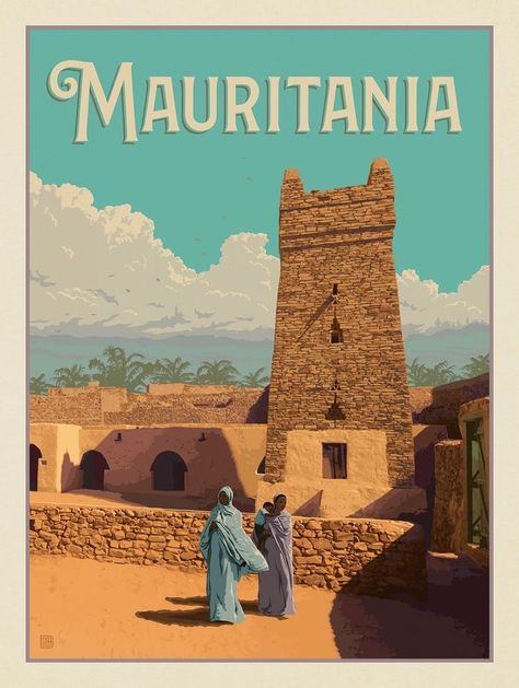 Islamic Republic of Mauritania Dragon And Tiger, Africa Vintage, Desert Beauty, Wanderlust Decor, Wilderness Explorer, Anderson Design Group, Afrique Art, Tourism Poster, Retro Artwork