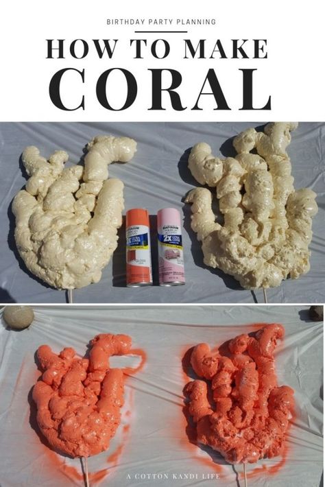 How To Make Coral, Spray Foam Coral, Coffee Filter Coral, Coral Diy, Storefront Ideas, Diy Coral, Scuba Vbs, Dnd Party, Pink Spray Paint