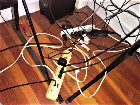 Does the floor of your living room, home office or bedroom look like this?? Stop the cord chaos with our Cable Management Boxes available now at Amazon! See the video for more details. You can use this link to check them out and purchase. https://www.amazon.com/dp/B07PN768S6 Aesthetic Cable Management, How To Organize Electronic Cords, Electric Extension Cord Storage, Extension Cord Outlet Diy, Aux Cord Meme, Hide Electrical Cords, Floor Cord Cover, Cable Management Box, Aux Cord