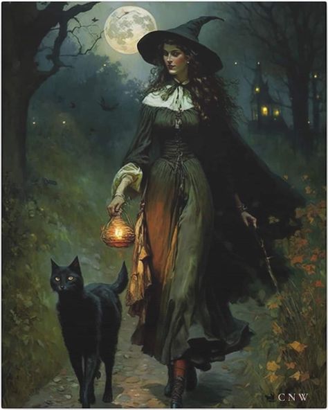 Pointy hat ladies and others - Imgur Sorceress Art, Witch Pictures, Witches Halloween, Cottagecore Art, Witch Magic, Witch Costume, Images Vintage, Season Of The Witch, Arte Sketchbook