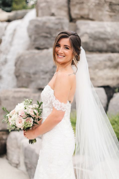 Wedding Dress Hair Up, Bride Hair Off The Shoulder Dress, Bridal Hairstyles Off Shoulder Dress, Wedding Updo With Cathedral Veil, Wedding Veil With Updo, Bridal Hair Off Shoulder Dress, Wedding Hairstyles Off Shoulder Dress, Wedding Hairstyles For Off The Shoulder Dress, Classic Bridal Hair With Veil