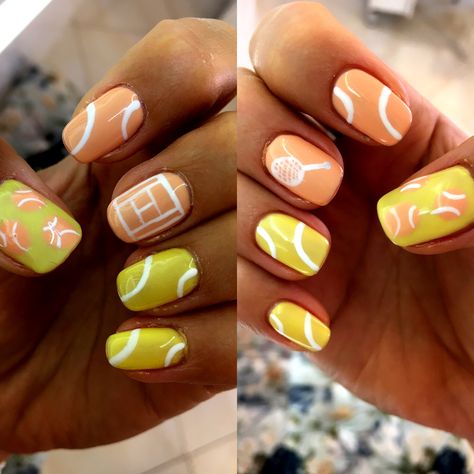 Tennis nail style🎾 Tennis Ball Nails, Tennis Nail Art, Tennis Nails Designs, Wimbledon Nails, Tennis Nails, Sports Nails, Tennis Photography, Tennis Aesthetic, Cricket Balls