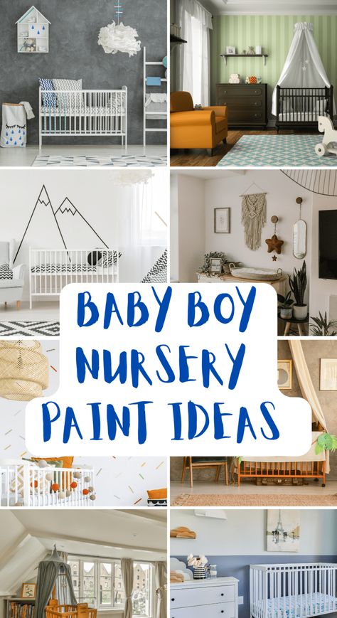 Best Paint Colors For Nursery, Easy Nursery Paint Ideas, Nursery Color Palette Boy, Boy Nursery Color Scheme, Nursery Paint Ideas, Boys Bedroom Color Schemes, Nursery Room Colors, Baby Boy Room Colors, Boys Bedroom Colors