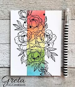 Sketched Flowers, Distress Ink Techniques, Rainbow Card, Paper Crafts Card, Letterpress Cards, Common Ground, Making Cards, Penny Black, Card Making Inspiration