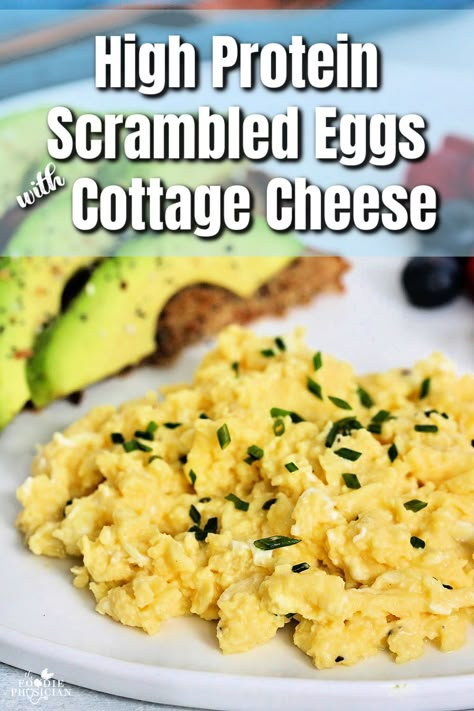 These high protein scrambled eggs with cottage cheese are packed with 20 grams of protein and will keep you fueled and satisfied all morning. Cottage Cheese Scrambled Eggs Healthy, High Protein Scrambled Eggs, Cottage Cheese And Eggs Scramble, Eggs With Cottage Cheese Scrambled, Breakfast Cottage Cheese Bowl, Cottage Cheese Eggs Scrambled, Baked Cottage Cheese Eggs, Protein Scrambled Eggs, Scrambled Eggs With Cottage Cheese