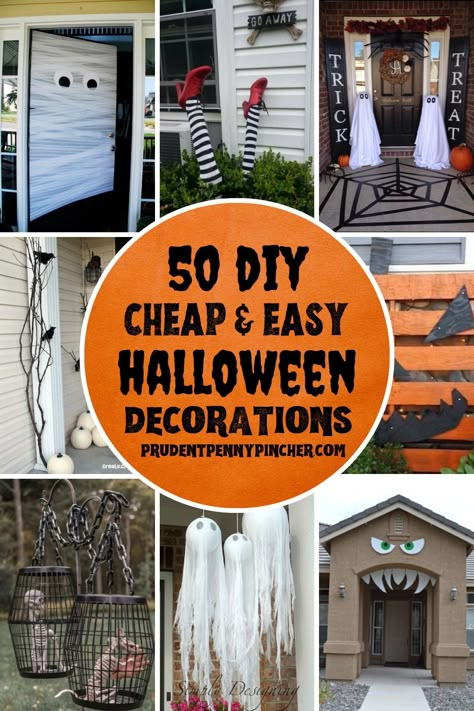 Give your yard a spooktacular makeover for halloween on a budget with these cheap and easy DIY halloween decorations. From  cute halloween decorations for the porch to scary yard halloween decor ideas, there are plenty of outdoor halloween decorations to choose from. Cheap Easy Halloween Decorations, Halloween Kostüm Baby, Easy Outdoor Halloween Decorations, Cheap Halloween Diy, Diy Halloween Dekoration, Outside Halloween Decorations, Fall Diys, Halloween Mode, Glam Halloween