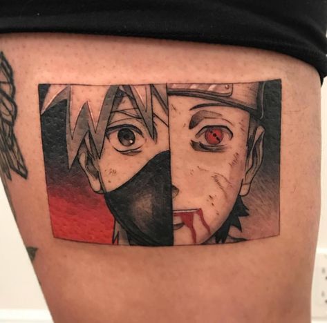 Kakashi and Obito piece by Danny O. Done at Chronic Ink Tattoos - Toronto, Canada Naruto Tatoos, Kakashi Tattoo, Naruto Tattoos, Illustrative Tattoos, Kakashi And Obito, Girls With Sleeve Tattoos, Manga Tattoo, Naruto Tattoo, Cool Forearm Tattoos