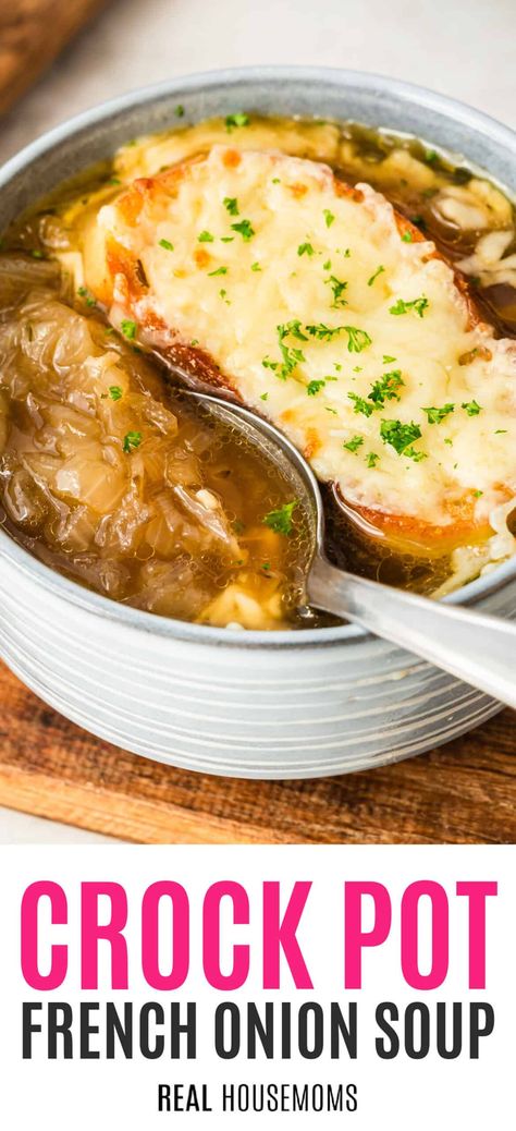 Fall Soups And Stews Crock Pot, Onion Soup Crockpot, Crock Pot French Onion Soup, Crockpot French Onion Soup, Crock Pot Tortellini, Best French Onion Soup, Vegan Tomato Soup, Fall Crockpot Recipes, Best Crockpot Recipes