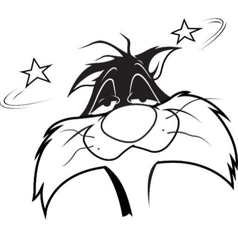 Sylvester The Cat Drawing, Funny Cartoon Photos, Kaws Painting, Sylvester The Cat, Cartoon Character Tattoos, Looney Tunes Characters, Looney Tunes Cartoons, Animation Art Sketches, Black And White Sketches