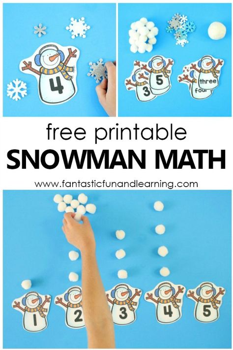 Counting Snowballs Winter Math Activity - Fantastic Fun & Learning Math Counting Activities, Winter Math Activities, Snowmen Activities, Preschool Counting, Winter Activities Preschool, Counting Activity, Winter Classroom, Winter Kindergarten, Winter Math