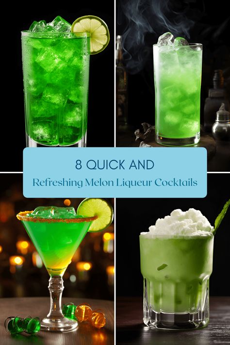 Discover easy-to-make melon liqueur cocktail recipes like Alligator Bait, Frankenstein, and more. Perfect for parties! Melon Liqueur Cocktails, Scooby Snack Shot, Pomegranate Sangria, Green Demon, Liqueur Cocktails, Citrus Vodka, Melon Liqueur, Strong Drinks, Cocktail List