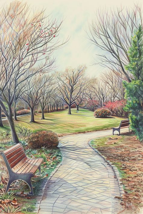 Easy Colored Pencil Art for Novice Artists - Proactive Creative - Guides for Visual Artists Landscapes For Drawing, Landscape Ideas Sketch, Colour Pencil Art Landscapes, Pencil Color Art, Color Pencil Picture, Pencil Color Drawing, Pencil Colour Painting, Drawing With Colored Pencils, Colored Pencil Artwork Ideas