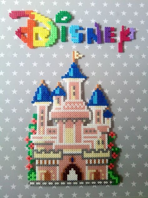 736×981 Disney Hama Beads Pattern, Château Disney, Chateau Disney, Hama Beads Disney, Bead Templates, Castle Disney, Easy Perler Bead Patterns, Melty Bead Patterns, Pearl Beads Pattern