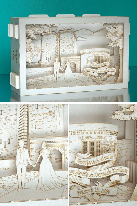 Pop Up Wedding Card, Borthwick Castle, 3d Cricut, Picture Gifts Diy, Paper Castle, Pop Up Invitation, Book Art Projects, Laser Cut Box, Castle Scotland