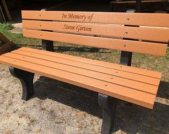 Memorial bench outdoor | Etsy Outside Bench Ideas Front Yards, Memorial Benches Outdoor, Wood Bench Plans, Crate Bench, Garden Bench Plans, Memory Garden, Park Benches, Sitting Bench, Memorial Benches