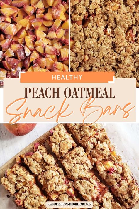 Peach Oatmeal Bars Recipes, Peach Snacks Healthy, Peach Oatmeal Bars Healthy, Peach Granola Bars, Peach Oat Bars, Ways To Use Fresh Peaches, Fresh Peach Recipes Healthy, Healthy Peach Oatmeal, Peach Oatmeal Bars