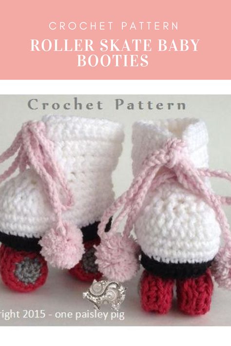 Roller Skate Crochet, Crochet Roller Skates, Baby Booties Crochet Pattern, Crochet Footwear, Baby Bootees, Roller Derby Skates, Velvet Yarn, Booties Crochet, Crochet Booties