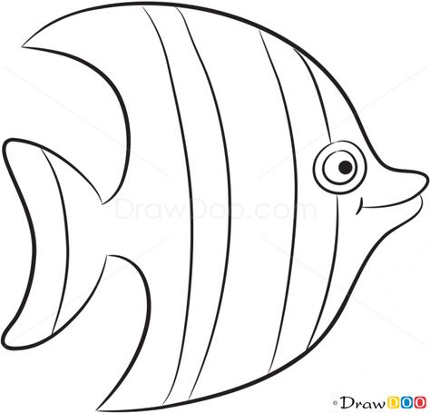 Related image                                                                                                                                                      More Sea Life Outlines, Fish Images Clip Art, Sea Animals Template, Fish Art Drawing, Striped Fish, Fish Template, Fish Sea, Fish Pattern, Drawing Clipart