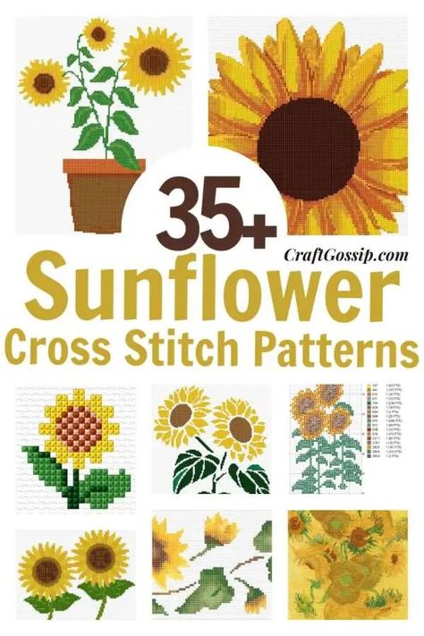 Sunflower Counted Cross Stitch Patterns Free, Sunflowers Cross Stitch Patterns, Small Sunflower Cross Stitch Pattern, Cross Stitch Patterns Sunflower, Cross Stitch Sunflower Pattern Free, Free Sunflower Cross Stitch Pattern, Cross Stitch Patterns Free Printable Charts Flowers, Free Cross Stitch Patterns Flowers, Sun Flower Cross Stitch