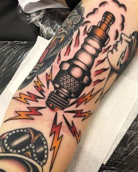 Traditional Tattoos For Guys, Army Tank Tattoo, Driving Tattoo, American Traditional Tattoos Men, Mario Tattoos, Plug Tattoo, Traditional Nautical Tattoo, Biker Tattoos Designs, Tank Tattoo