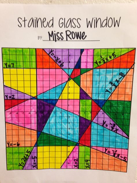 Stained Glass Window Linear Equations Project Linear Equations Project, Big Ideas Math, Graphing Linear Equations, Math Answers, Algebra Activities, Algebra Worksheets, Maths Algebra, Linear Equations, Arts Integration