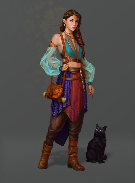 Girl, Valeriia Korzhova on ArtStation at https://www.artstation.com/artwork/18roRG Paintings And Drawings, Dungeons And Dragons Characters, Dnd Art, Medieval Clothing, Fantasy Rpg, 판타지 아트, Fantasy Inspiration, Female Character Design, Medieval Fantasy