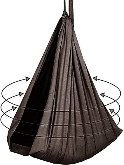 ZCYBHD Indoor Physical Sensory Swing with Load-Bearing 200kg for Kids with Special Needs Therapy Swing Cuddle Hammock Ideal for Adult Sensory Integration (Color : Black, Size : 150x280cm/59x110in) Sensory Swing Indoor, Sensory Bed, Outdoor Christmas Party, Store Entrance, Sensory Swing, Sensory Therapy, Pod Chair, Indoor Swing, Hanging Hammock Chair