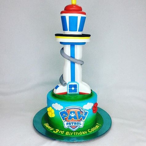 Paw Patrol Tower Cake, Paw Patrol Sky Cake, Paw Patrol Lookout Tower, 3rd Birthday Paw Patrol, Sky Cake, Paw Patrol Tower, Paw Patrol Lookout, Paw Patrol 4, Paw Patrol Cakes