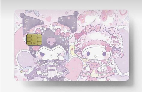 Credit Card Art Design, Anime Credit Card Design, Cinnamoroll Credit Card, Skin Card Design, Cute Credit Card Design, Sanrio Credit Card, Anime Id Card, Bank Card Design, Paper Packaging Design